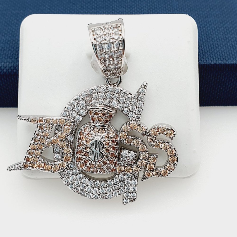 "925 Sterling Silver Plated CZ Pendant, EVBRS337